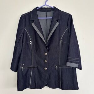 Vintage Denim Structured Blazer - Size 13